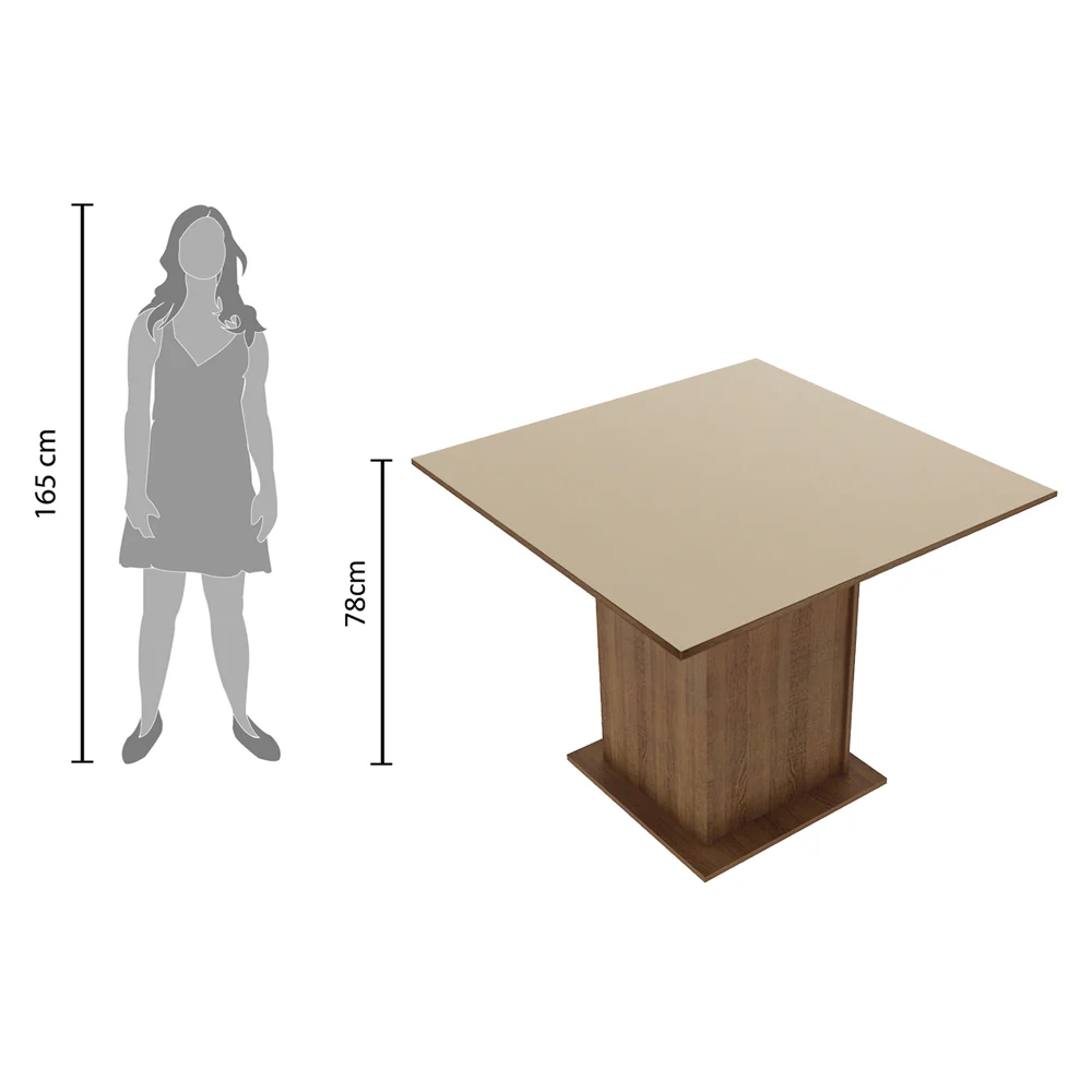 Mesa de Jantar Madesa Quadrada Tampo de Madeira 5363 Rustic/Crema - Image 3