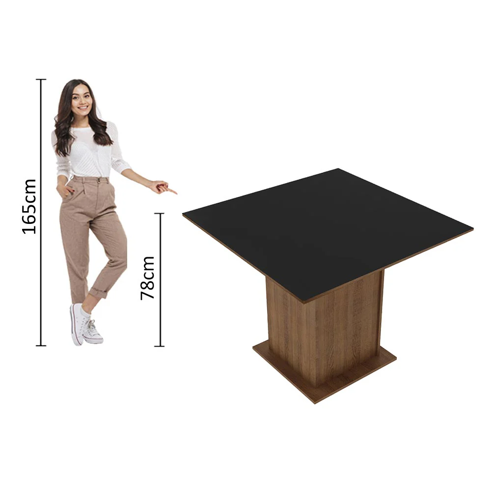 Mesa de Jantar Madesa Quadrada Tampo de Madeira 5363 Rustic/Preto - Image 3