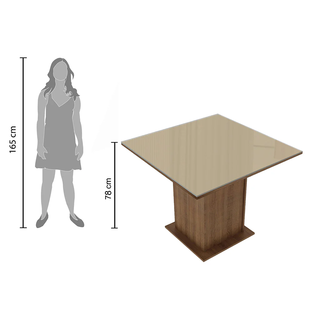 Mesa de Jantar Madesa Quadrada Tampo de Vidro 5363 Rustic/Crema - Image 3