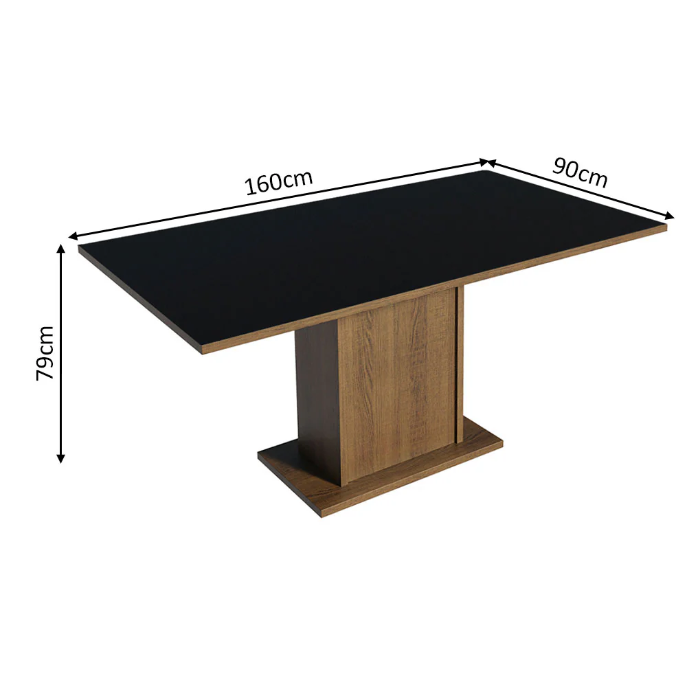Mesa de Jantar Retangular Tampo de Madeira Rustic/Preto 5275 Madesa - Image 3