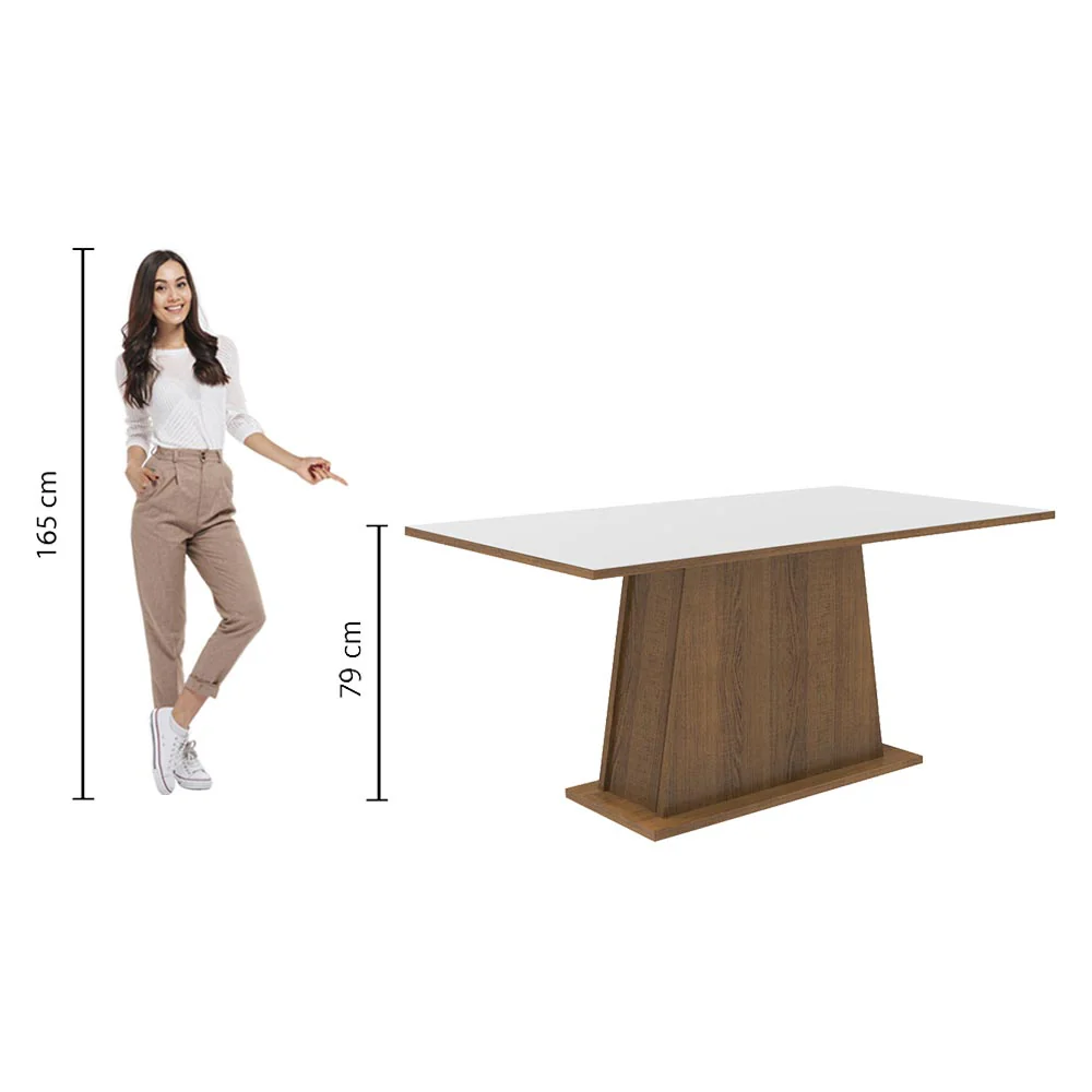 Mesa de Jantar Madesa Retangular Tampo de Madeira 5364 Rustic/Branco - Image 3