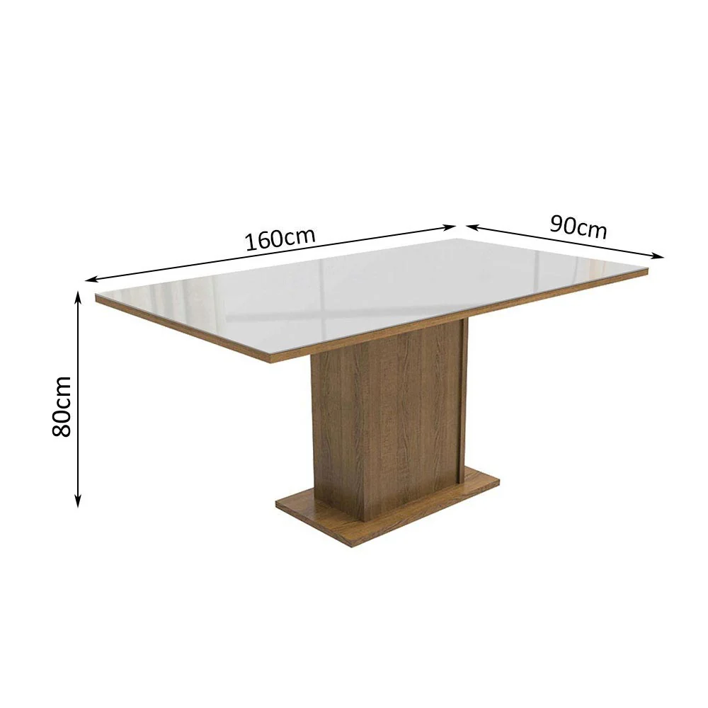 Mesa de Jantar Retangular Tampo de Vidro Rustic/Branco 5275 Madesa - Image 2