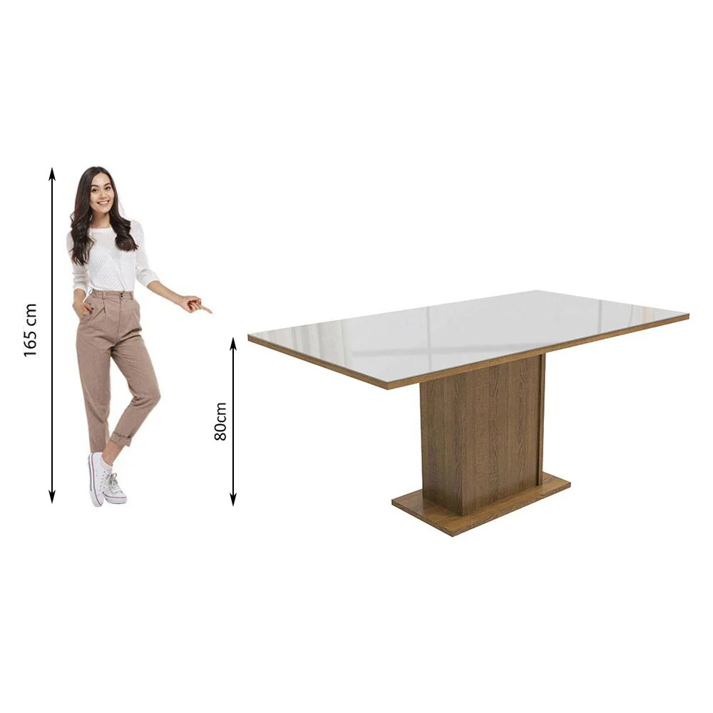 Mesa de Jantar Retangular Tampo de Vidro Rustic/Branco 5275 Madesa - Image 3