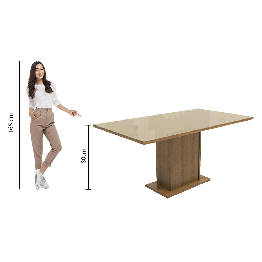 Mesa de Jantar Retangular Tampo de Vidro Rustic/Crema 5275 Madesa - Image 3