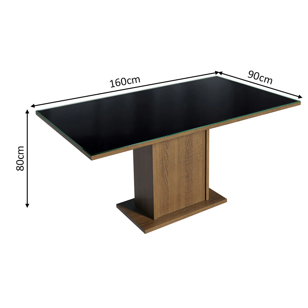 Mesa de Jantar Retangular Tampo de Vidro Rustic/Preto 5275 Madesa - Image 3