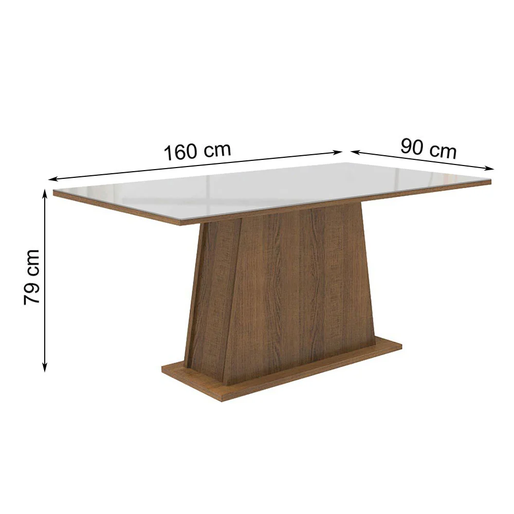 Mesa de Jantar Madesa Retangular Tampo de Vidro 5364 Rustic/Branco - Image 2