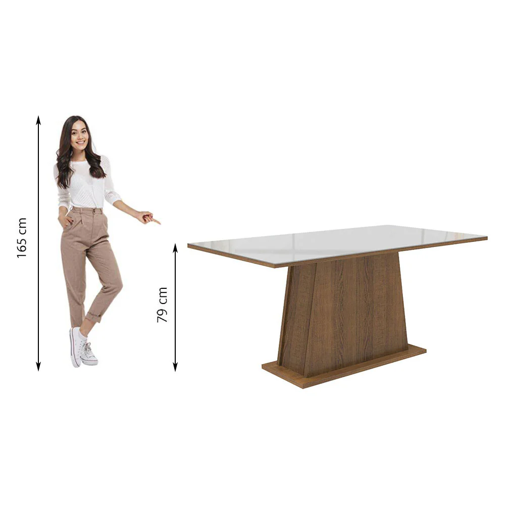 Mesa de Jantar Madesa Retangular Tampo de Vidro 5364 Rustic/Branco - Image 3