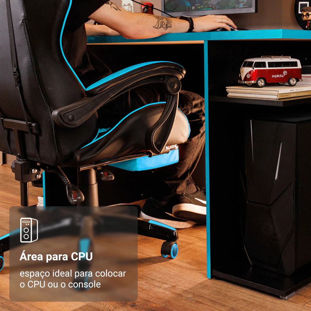 Mesa para Computador Gamer Madesa 9409 Preto/Azul - Image 5