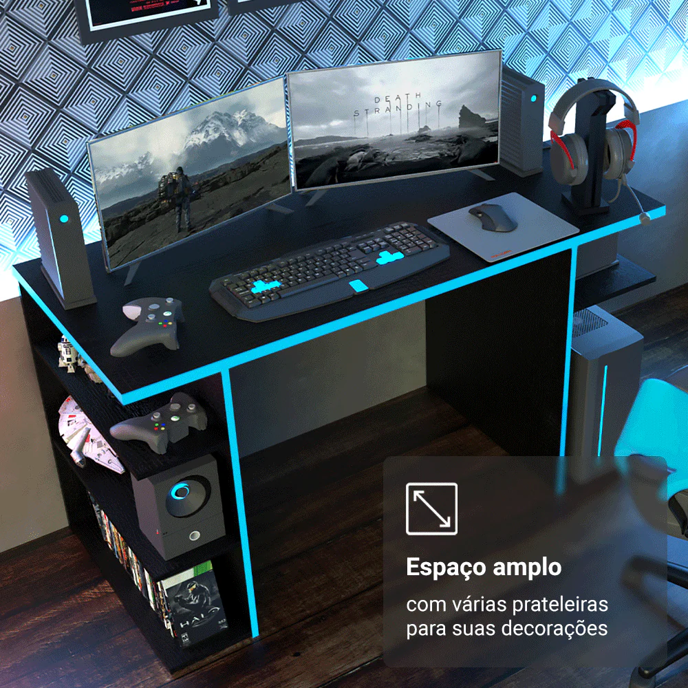 Mesa para Computador Gamer Madesa 9409 Preto/Azul - Image 7