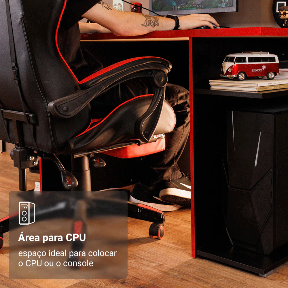 Mesa para Computador Gamer Madesa 9409 Preto/Vermelho - Image 5