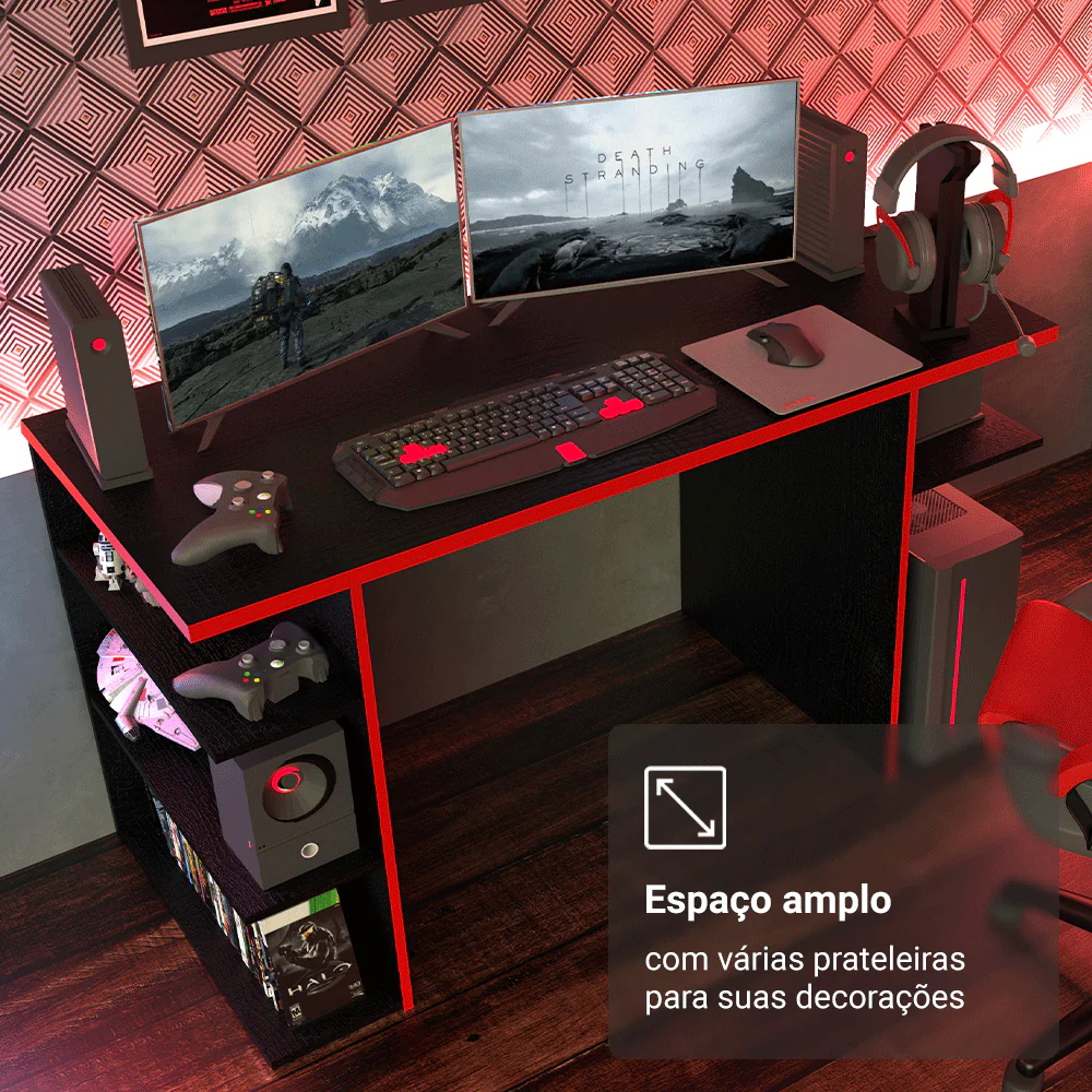 Mesa para Computador Gamer Madesa 9409 Preto/Vermelho - Image 7