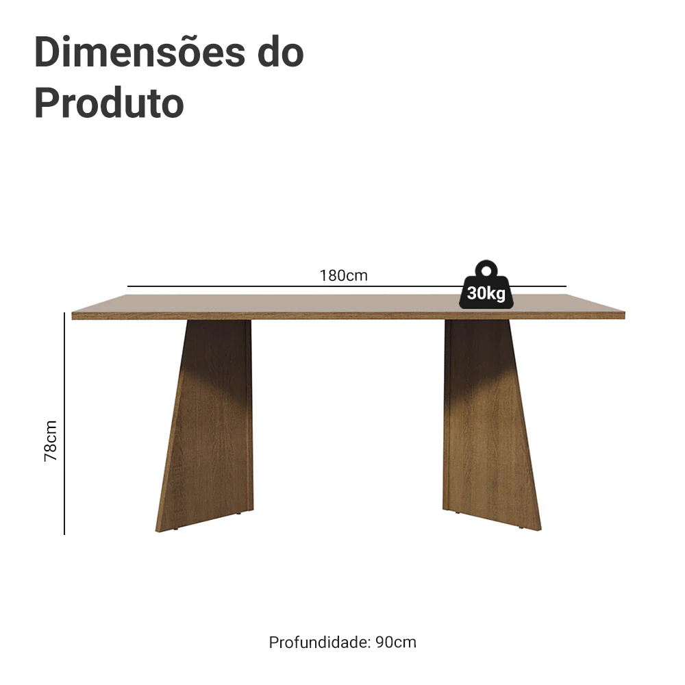 Mesa para Escritório Diretor Presidente 180cm Rustic/Crema 5388 Madesa - Image 3
