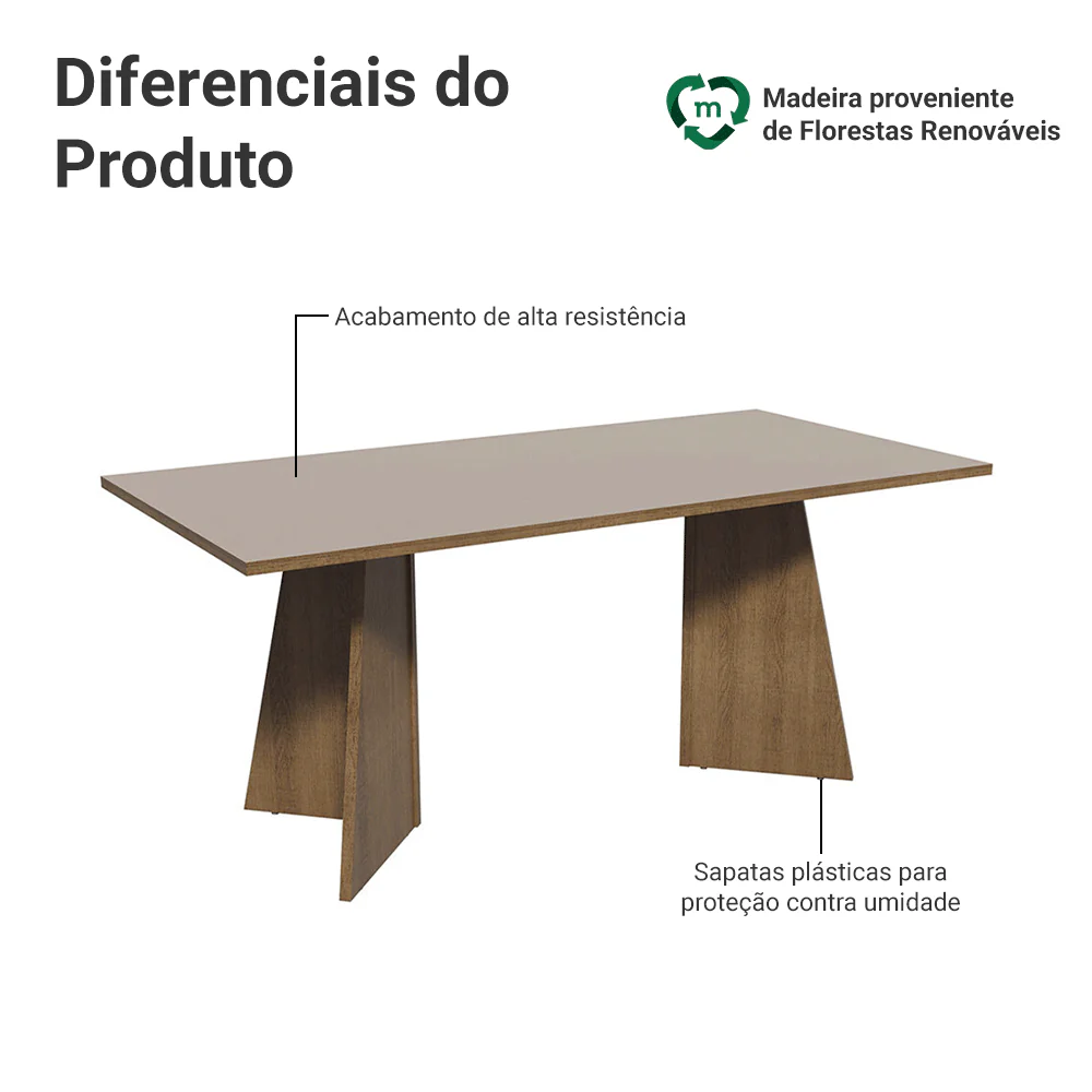 Mesa para Escritório Diretor Presidente 180cm Rustic/Crema 5388 Madesa - Image 4