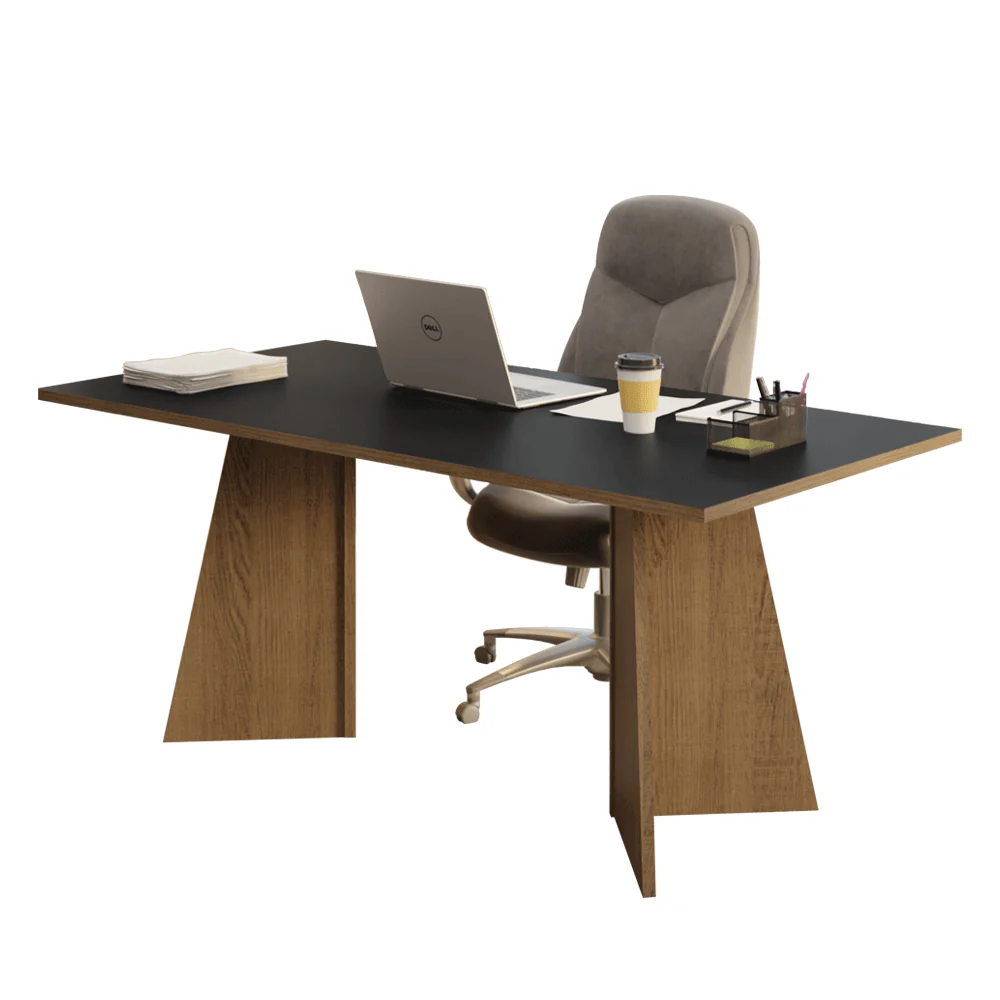 Mesa para Escritório Diretor Presidente 180cm Rustic/Preto 5388 Madesa - Image 2