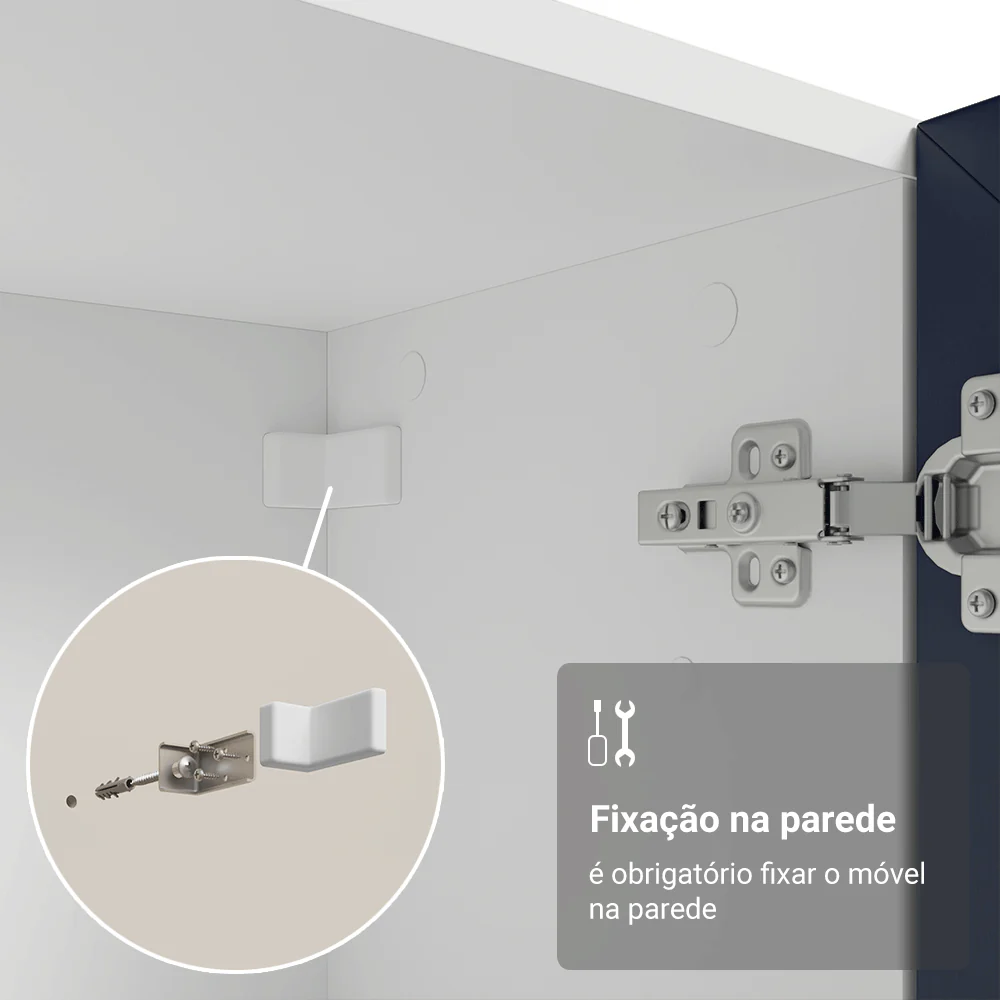 Módulo Cristaleira 70 cm 2 Portas de Vidro Branco/Azul Vik Madesa - Image 7