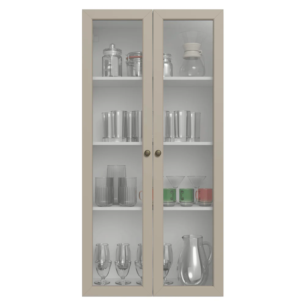 Módulo Cristaleira 70 cm 2 Portas de Vidro Branco/Crema Vik Madesa - Image 4