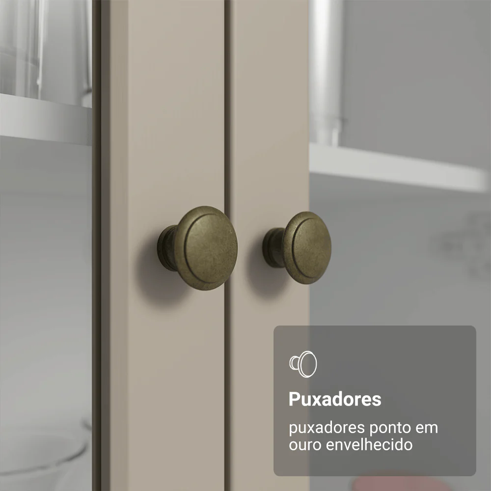 Módulo Cristaleira 70 cm 2 Portas de Vidro Branco/Crema Vik Madesa - Image 7