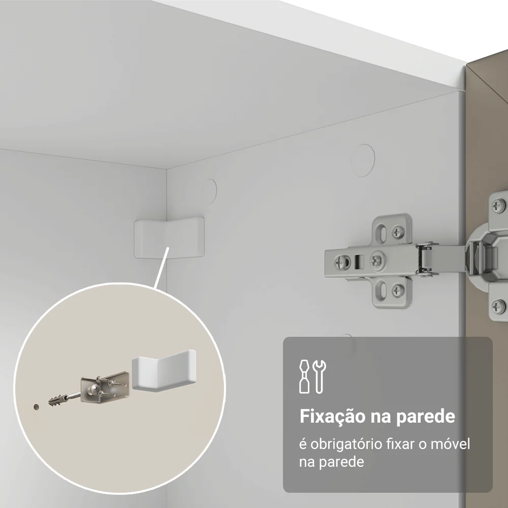 Módulo Cristaleira 70 cm 2 Portas de Vidro Branco/Crema Vik Madesa - Image 8