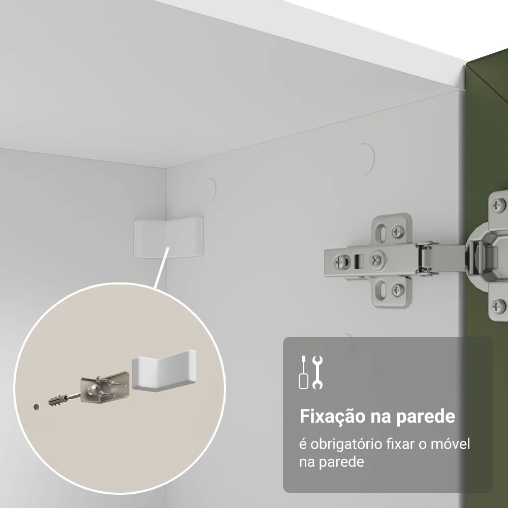 Módulo Cristaleira 70 cm 2 Portas de Vidro Branco/Verde Vik Madesa - Image 7