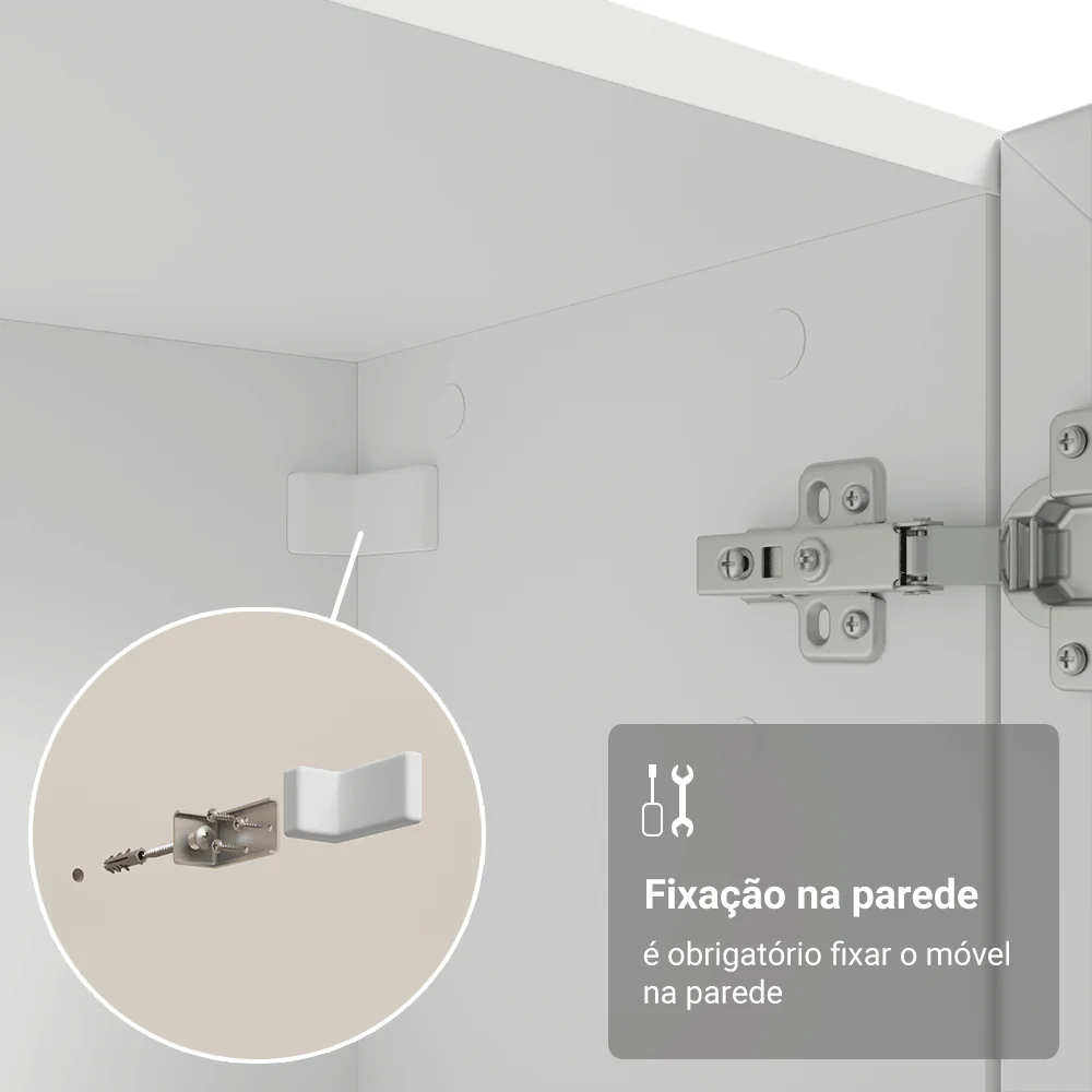 Módulo Cristaleira 70 cm 2 Portas de Vidro Branco Vik Madesa - Image 7