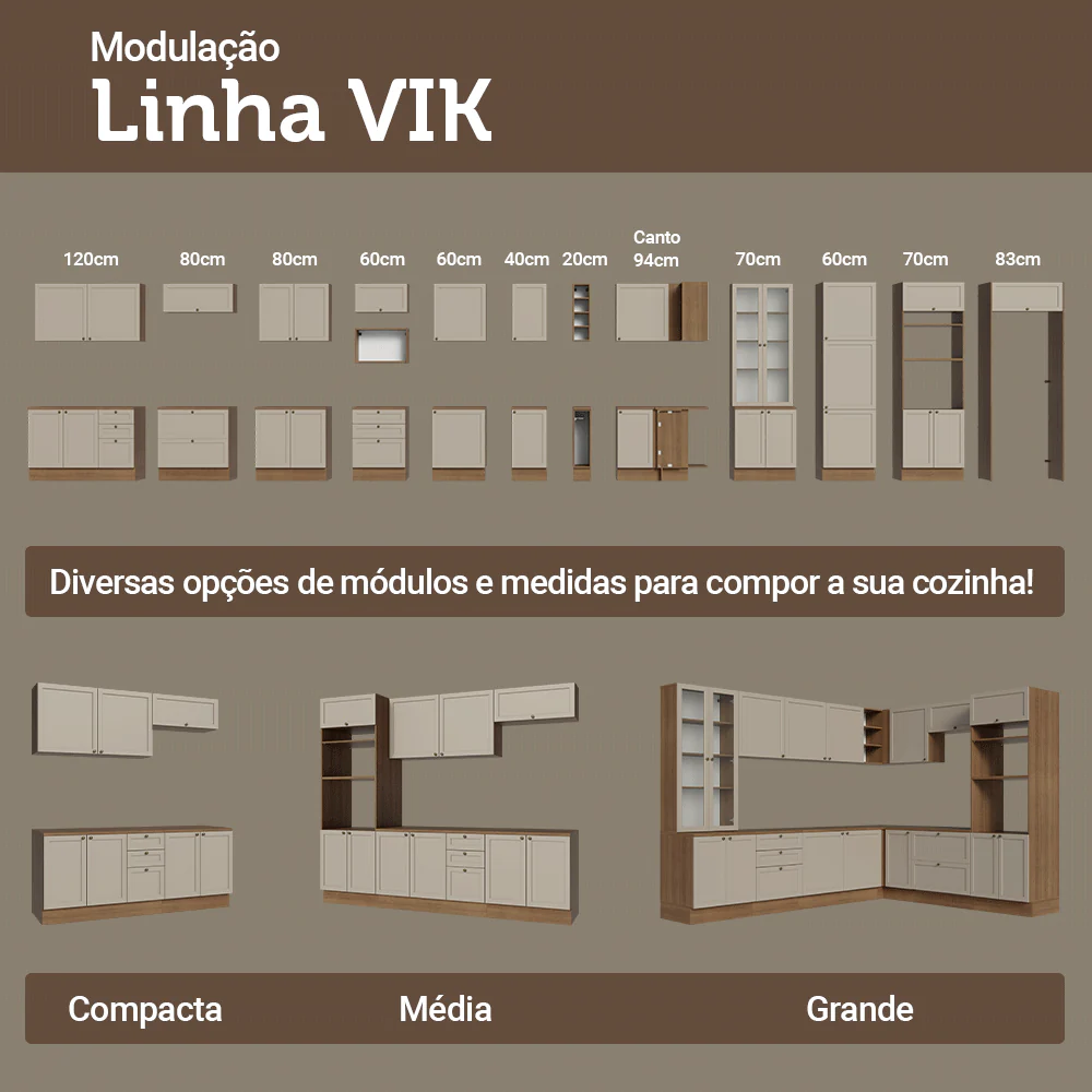 Módulo Cristaleira 70 cm 2 Portas de Vidro Rustic/Crema Vik Madesa - Image 10