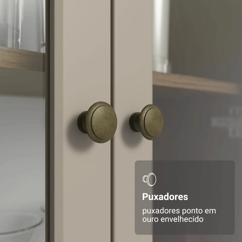 Módulo Cristaleira 70 cm 2 Portas de Vidro Rustic/Crema Vik Madesa - Image 7