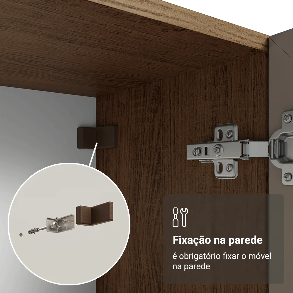 Módulo Cristaleira 70 cm 2 Portas de Vidro Rustic/Crema Vik Madesa - Image 8