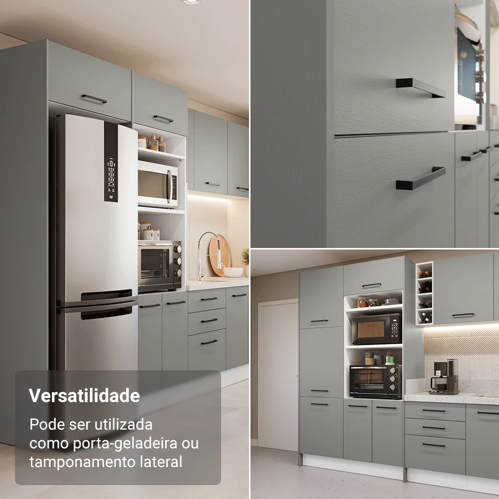 Painel Fechamento Lateral para Cozinha 225 x 60cm Cinza Madesa - Image 3