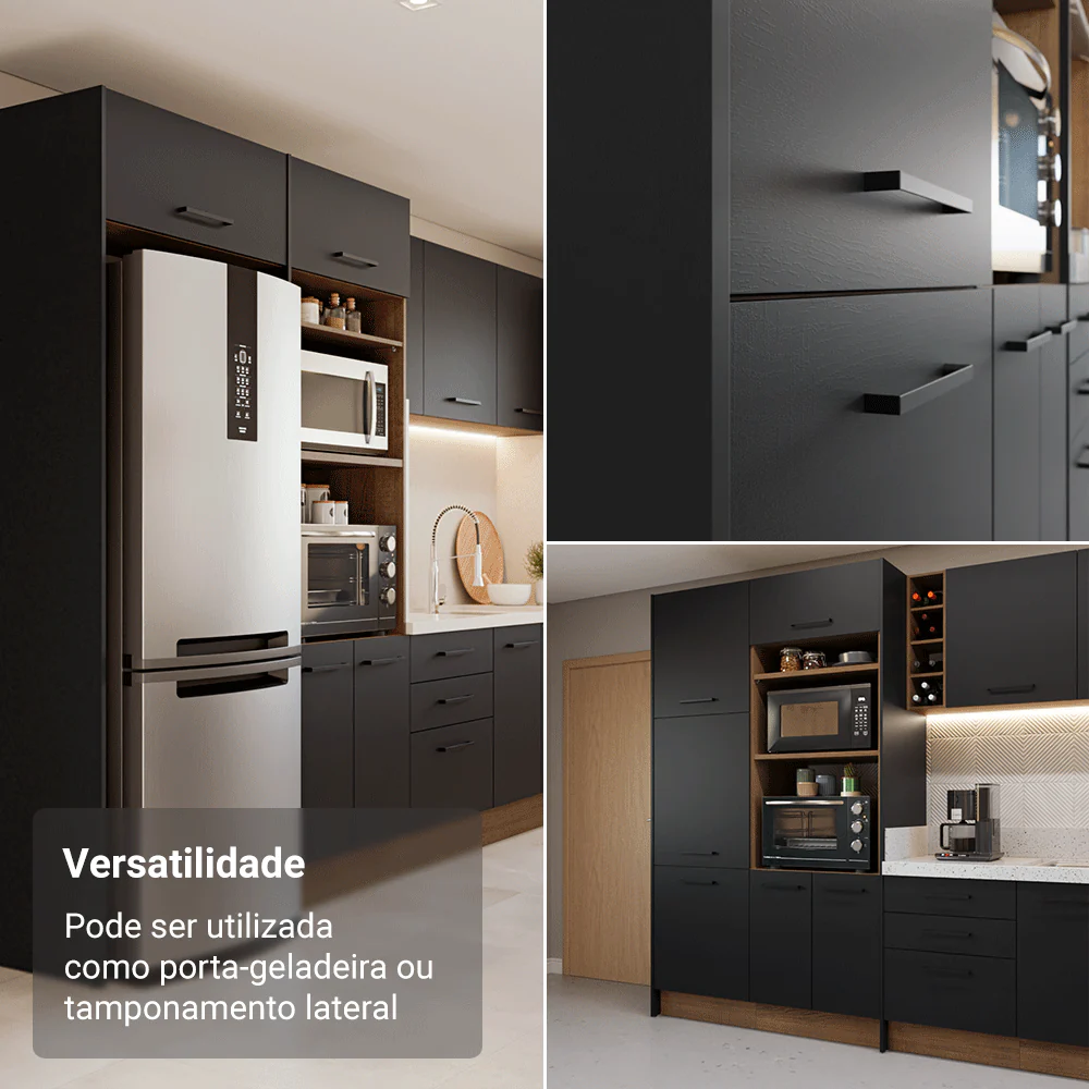 Painel Fechamento Lateral para Cozinha 225 x 60cm Preto Madesa - Image 3