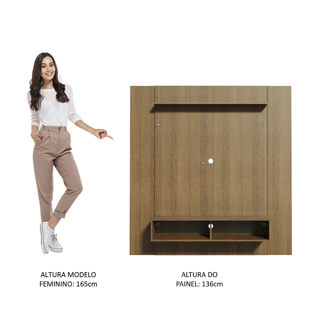Painel para TV até 50 Polegadas Madesa Arizona 1 Prateleira 2 Nichos Rustic - Image 5