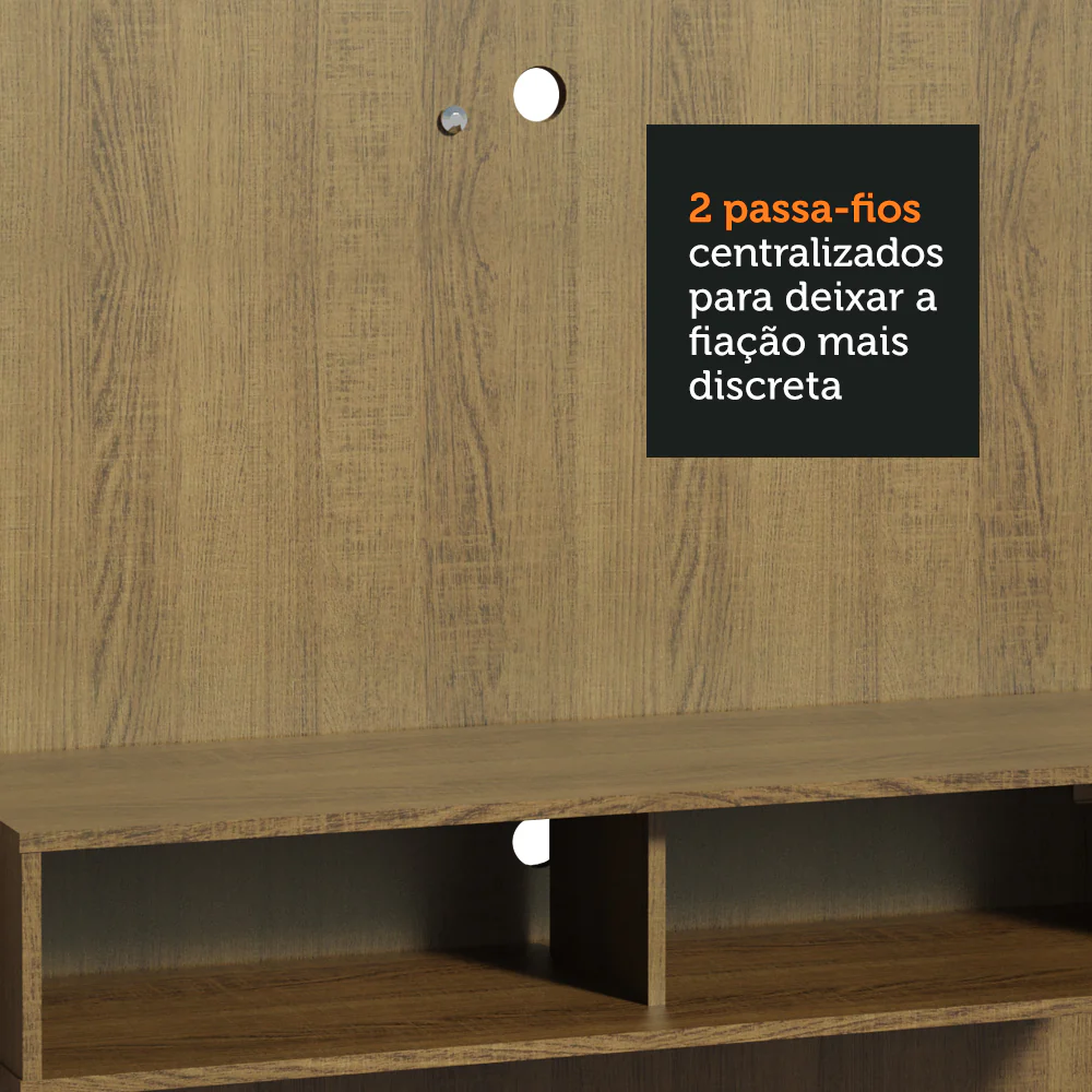 Painel para TV até 50 Polegadas Madesa Arizona 1 Prateleira 2 Nichos Rustic - Image 7