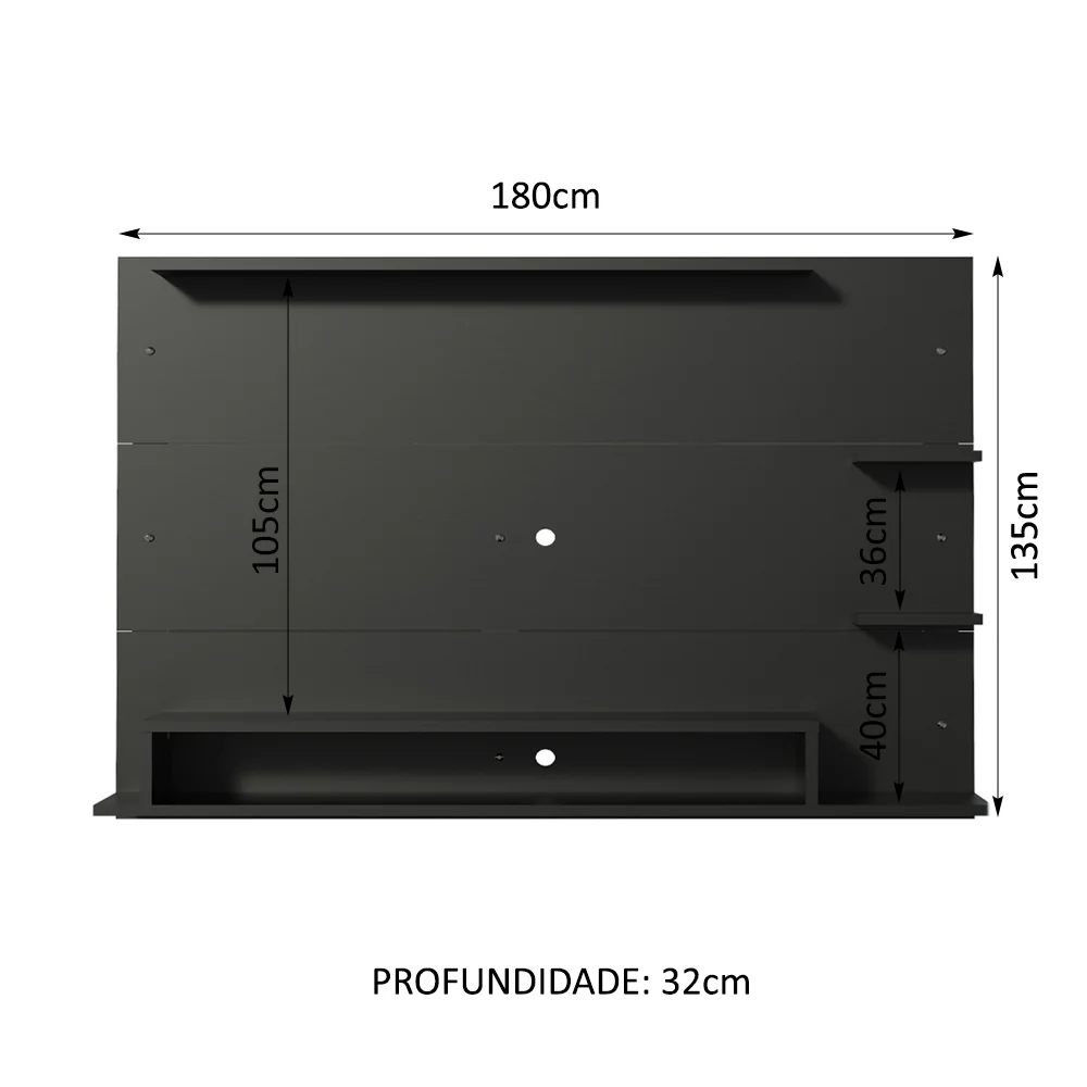 Painel para TV até 60 Polegadas Madesa Alfa Preto - Image 3