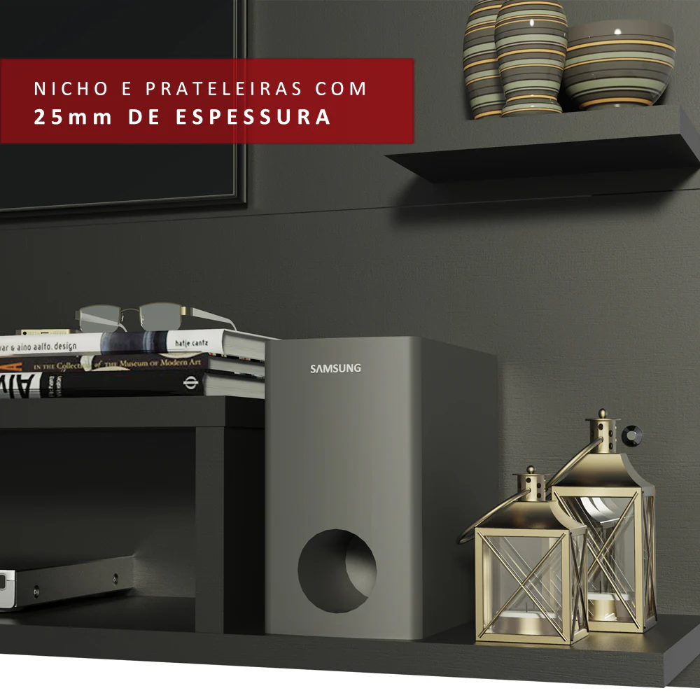 Painel para TV até 60 Polegadas Madesa Alfa Preto - Image 5