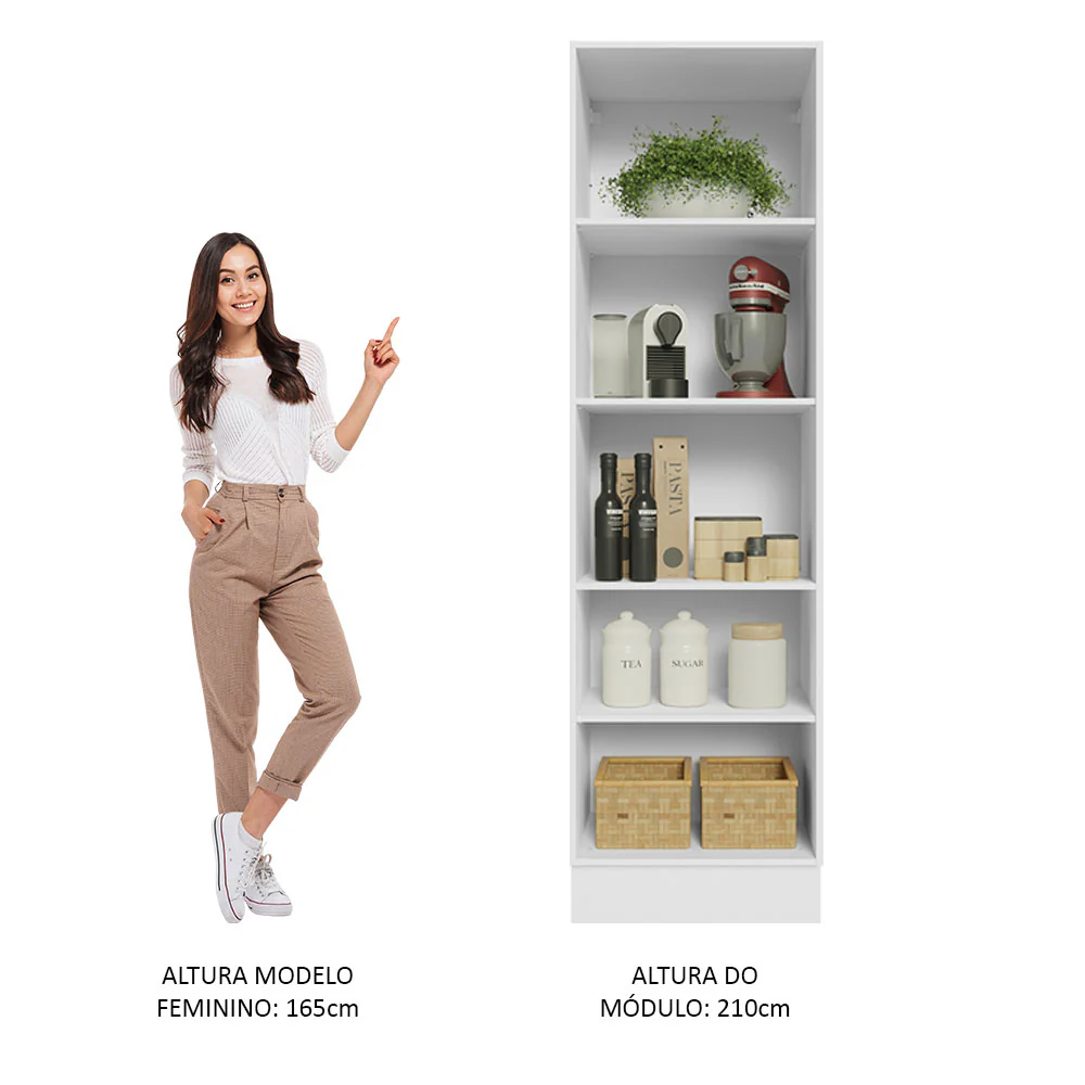 Paneleiro 100% MDF 60 cm com Nichos Abertos para Cozinha Madesa Acordes Branco - Image 4