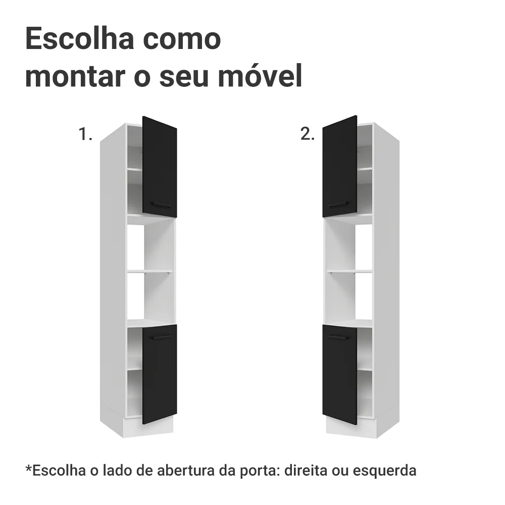 Paneleiro 40 x 60 cm 2 Portas e 2 Nichos Branco/Preto Agata Madesa - Image 4