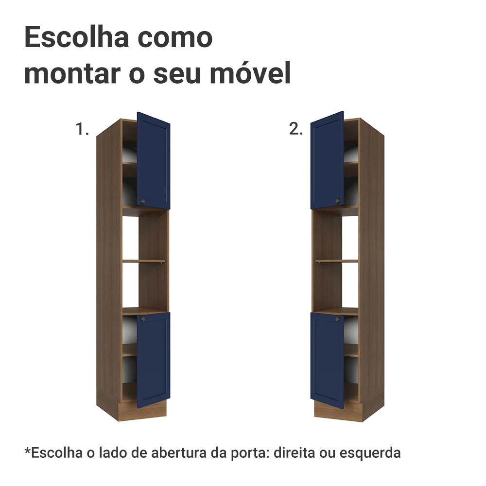 Paneleiro 40 x 60 cm 2 Portas e 2 Nichos Rustic/Azul Vik Madesa - Image 4