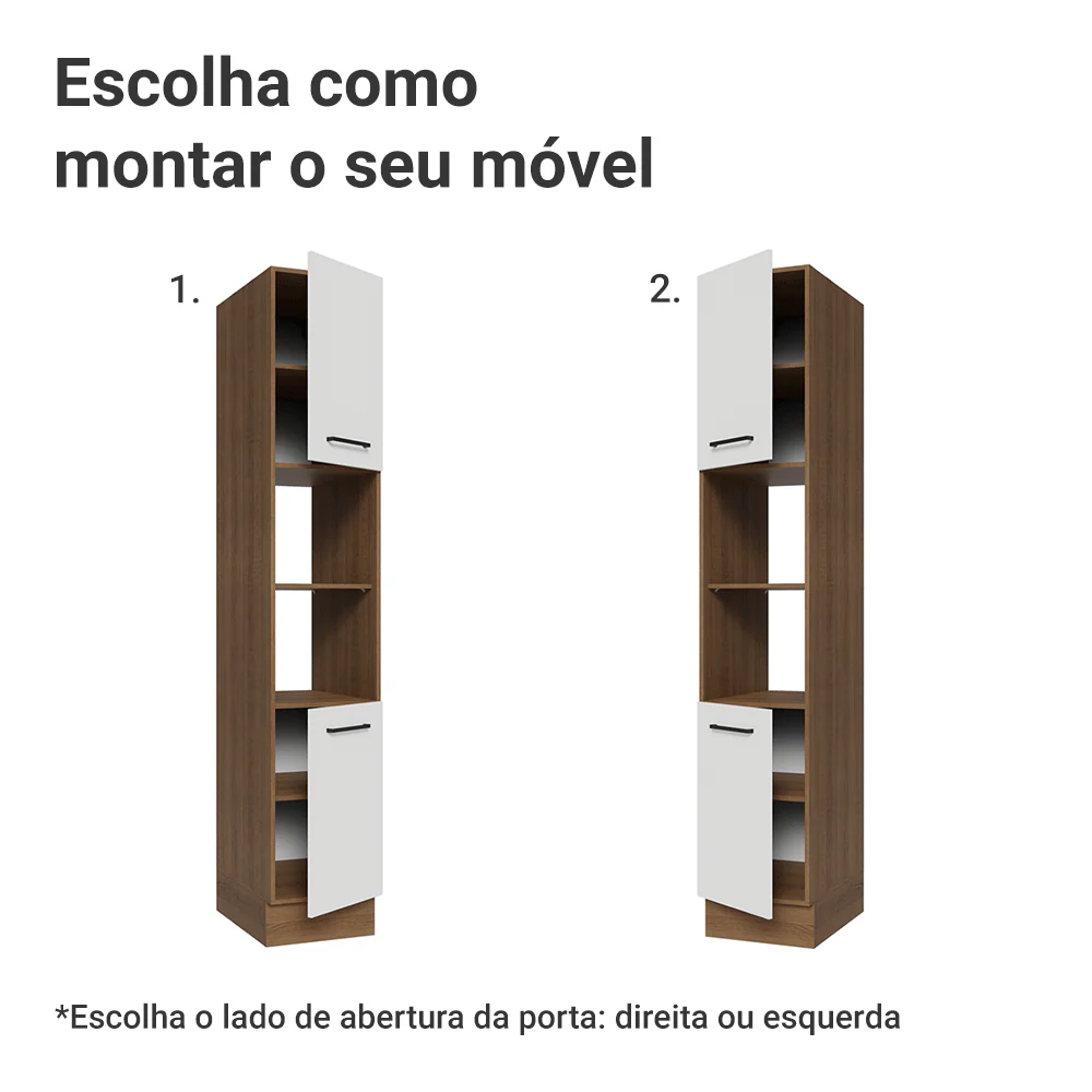 Paneleiro 40 x 60 cm 2 Portas e 2 Nichos Rustic/Branco Agata Madesa - Image 4