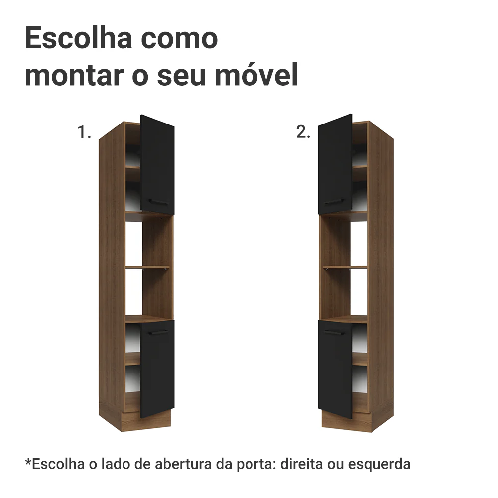 Paneleiro 40 x 60 cm 2 Portas e 2 Nichos Rustic/Preto Agata Madesa - Image 4