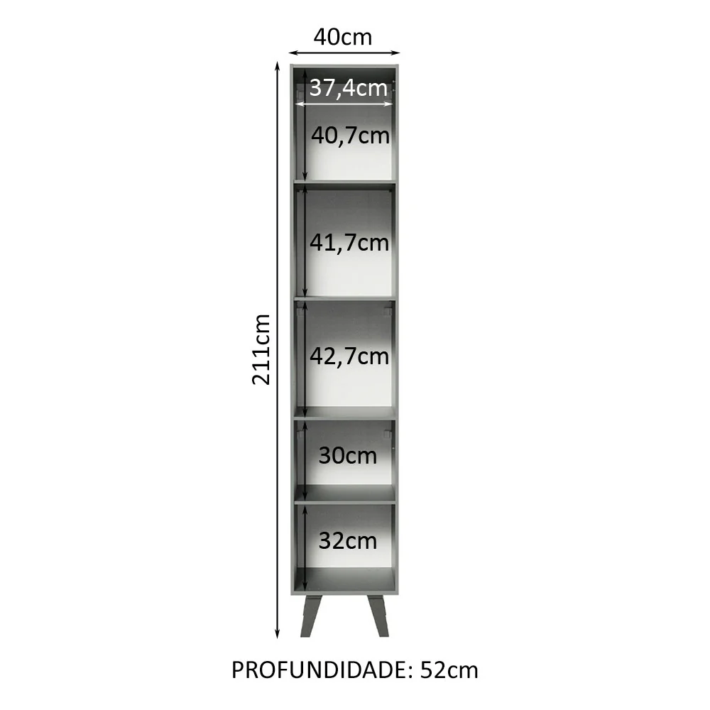 Paneleiro 40 cm 2 Portas Cinza Nice Madesa - Image 3