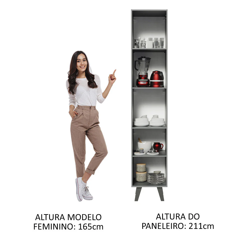 Paneleiro 40 cm 2 Portas Cinza Nice Madesa - Image 4