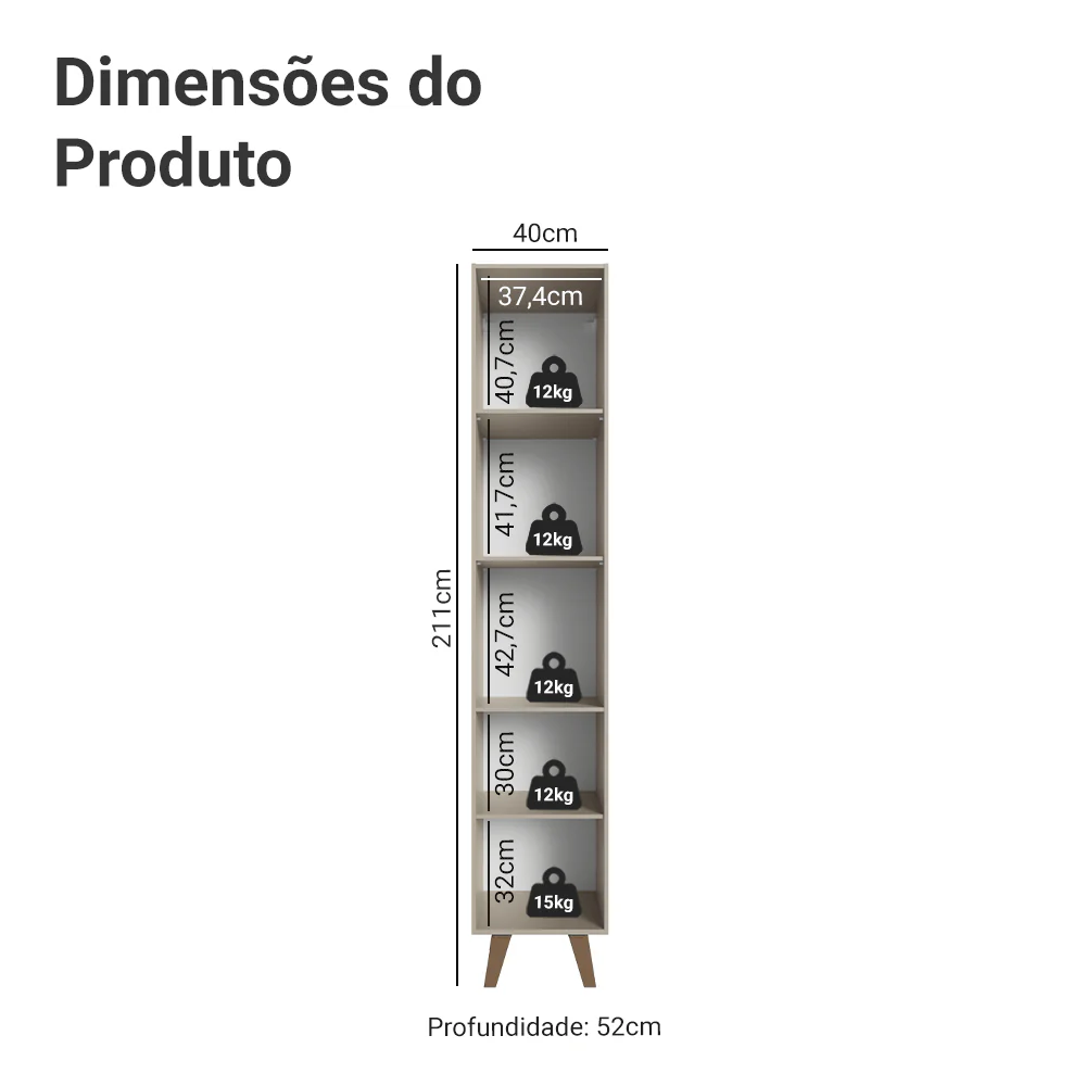 Paneleiro 40 cm 2 Portas Com Pés Crema Nice Madesa - Image 2