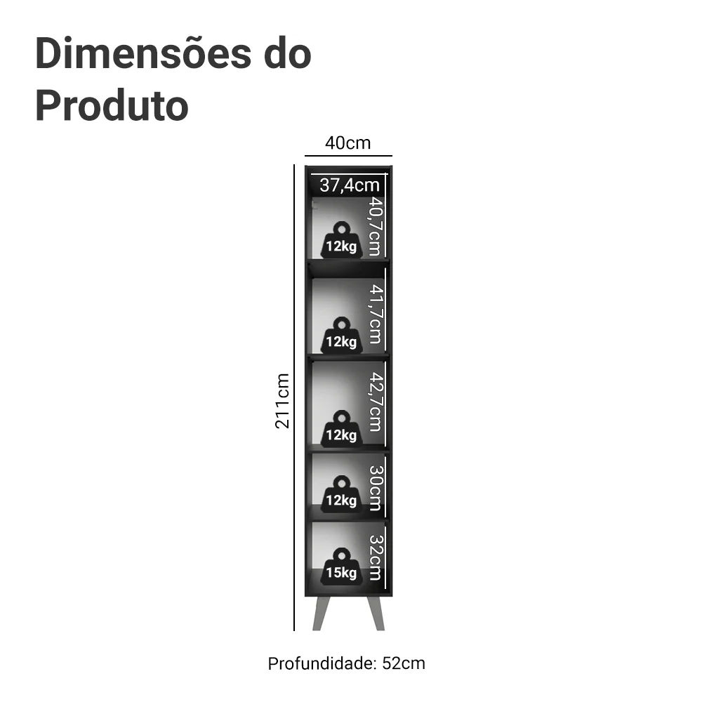 Paneleiro 40 cm 2 Portas Com Pés Preto Nice Madesa - Image 2
