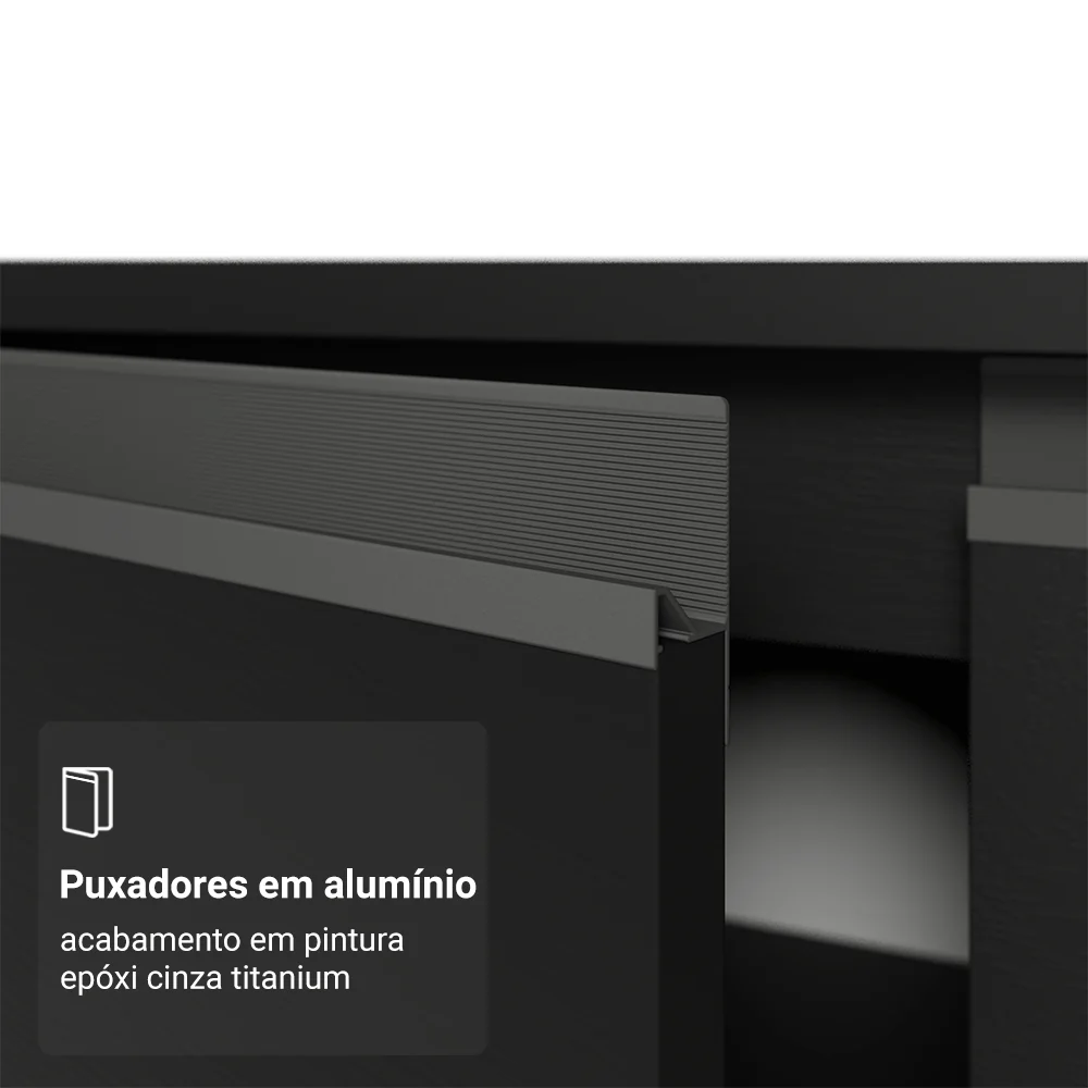 Paneleiro 40 cm 2 Portas Com Pés Preto Nice Madesa - Image 6