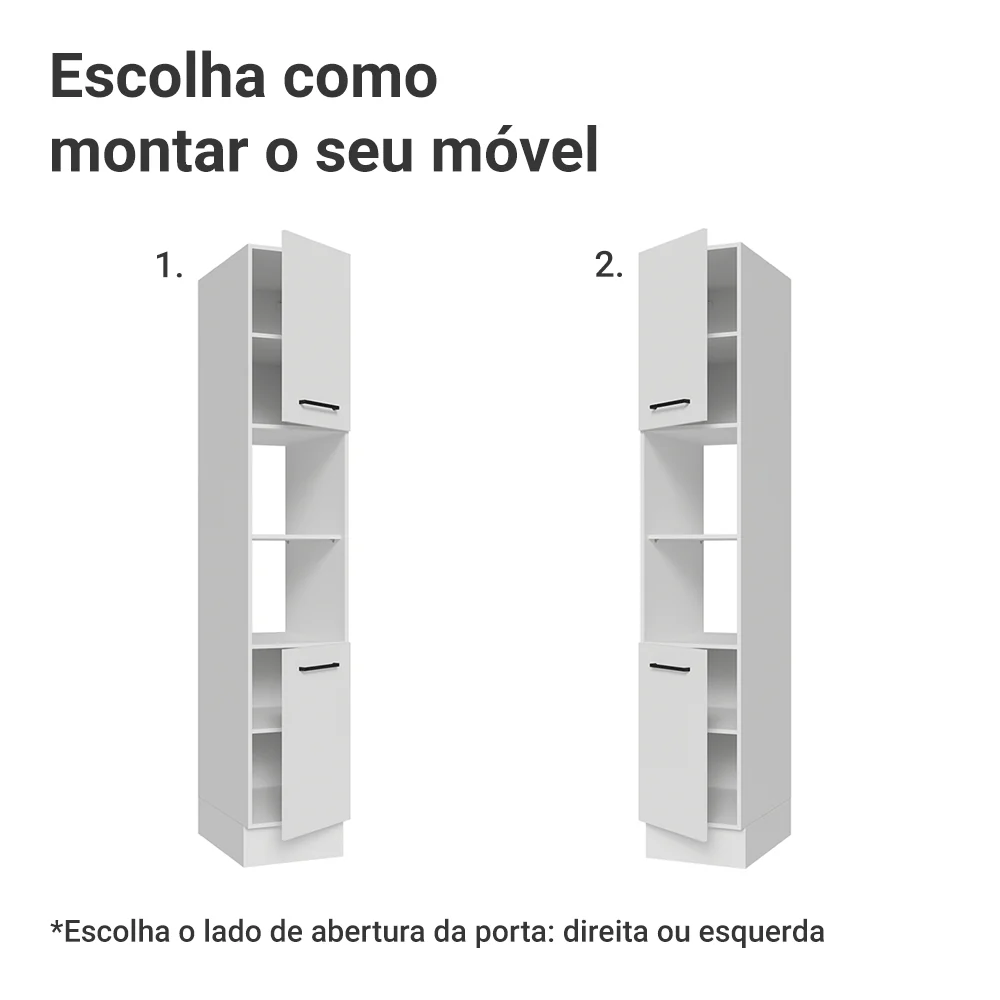 Paneleiro 40 cm 2 Portas e 2 Nichos Branco Agata Madesa - Image 4