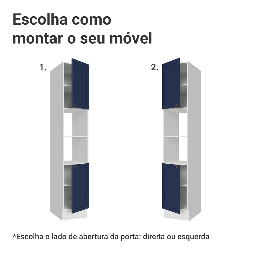 Paneleiro 40 cm 2 Portas e 2 Nichos Branco/Azul Vik Madesa - Image 4