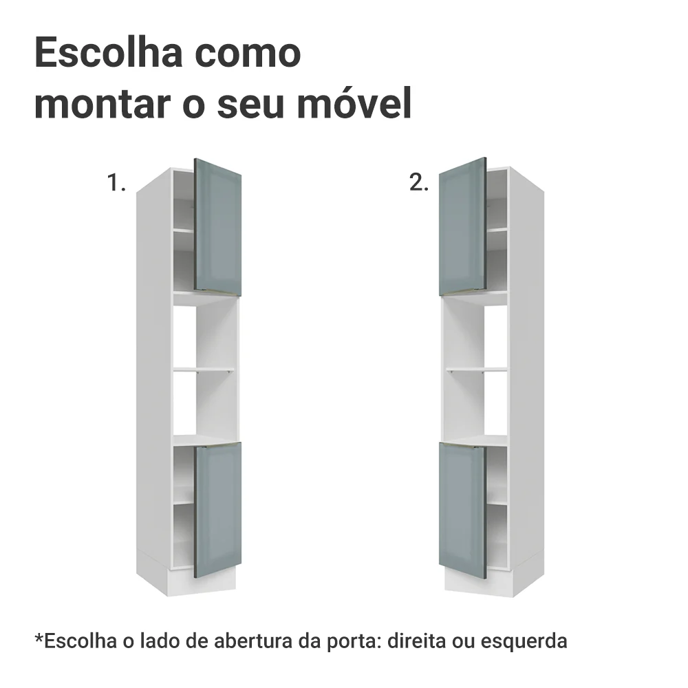 Paneleiro 40 cm 2 Portas e 2 Nichos Branco/Cinza Lux Madesa - Image 4