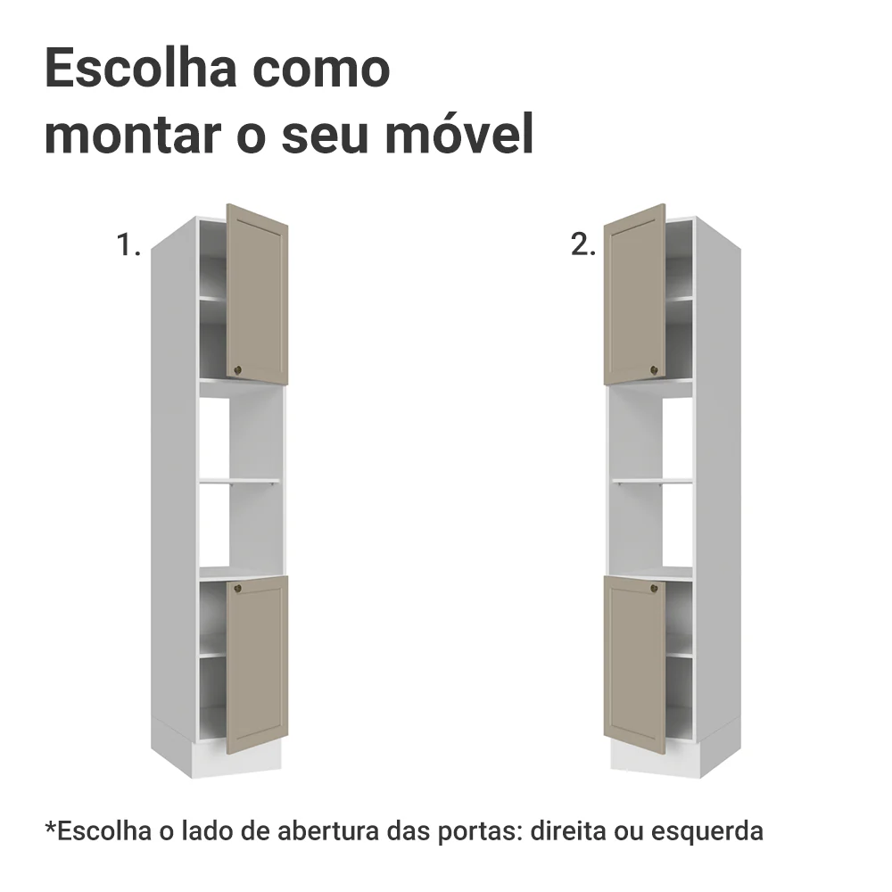 Paneleiro 40 cm 2 Portas e 2 Nichos Branco/Crema Vik Madesa - Image 4