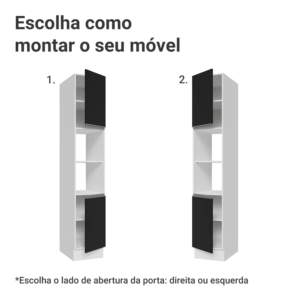 Paneleiro 40 cm 2 Portas e 2 Nichos Branco/Preto Glamy Madesa - Image 4
