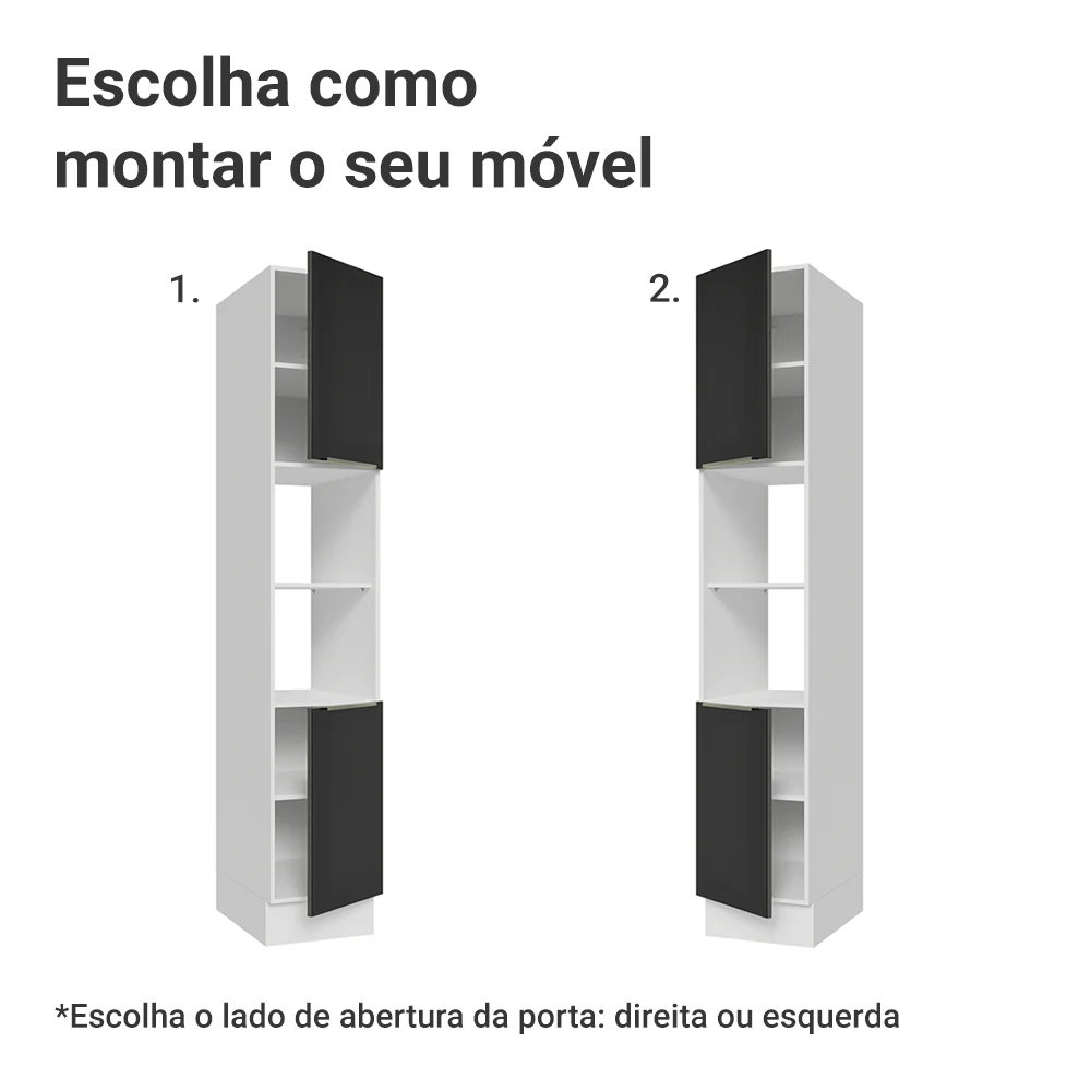 Paneleiro 40 cm 2 Portas e 2 Nichos Branco/Preto Lux Madesa - Image 4