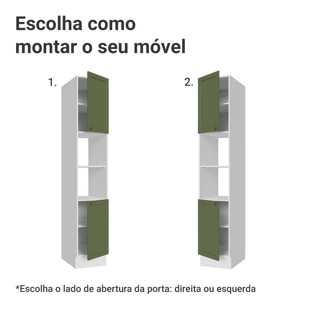 Paneleiro 40 cm 2 Portas e 2 Nichos Branco/verde Vik Madesa - Image 4